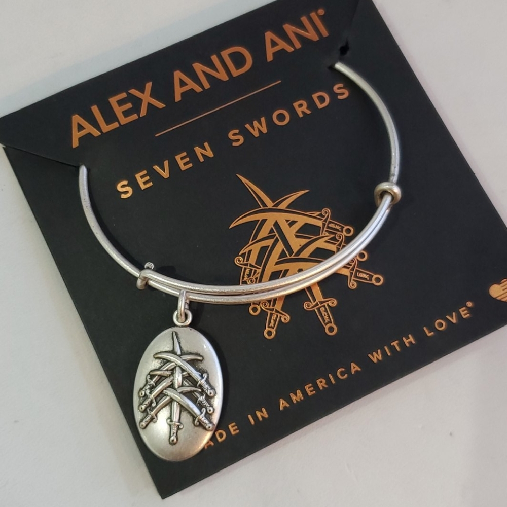 Alex and Ani Sweven Swords Silvertone Bracelet